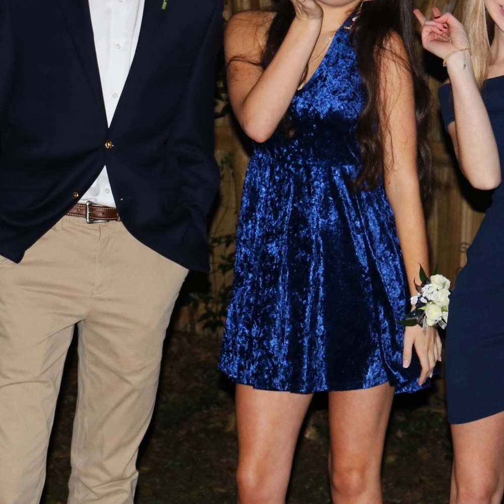 Blue velvet dress